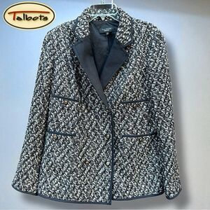✨Talbot's Blazer Black Gold Shimmer Kate Fit Wmn’s Tweed Jacket Metallic | Sz 18